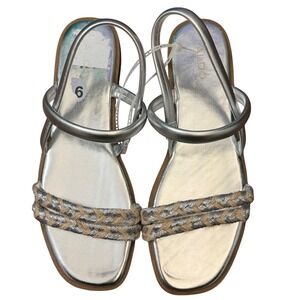 ALDO Women‎ Silver Braided Strap Platform Sandals Size 9 Resort Vacation Beach